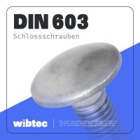 Schlossschrauben M10x20 Edelstahl A2 DIN 603 - Flachrundschraube Vierkantansatz (Vollgewinde)