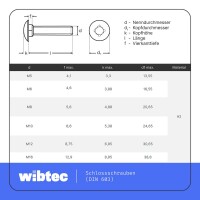 Schlossschrauben M10x25 Edelstahl A2 mit Vierkantansatz Vollgewinde DIN 603