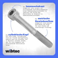Zylinderschrauben mit Innensechskant M6x45 Edelstahl A2 DIN 912 / ISO 4762