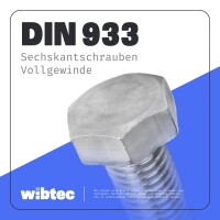 Sechskantschrauben M10x45 Edelstahl A2 Vollgewinde DIN 933 / ISO 4017