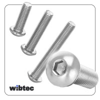 Linsenkopfschrauben M8x50 Edelstahl A2 mit Innensechskant, Vollgewinde ISO 7380