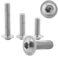 Linsenkopfschrauben M5x25 Edelstahl A2 mit Flansch und Innensechskant, Vollgewinde ISO 7380