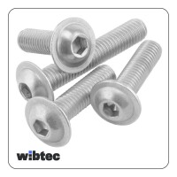 Linsenkopfschrauben M5x25 Edelstahl A2 mit Flansch und Innensechskant, Vollgewinde ISO 7380