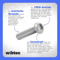 Linsenkopfschrauben M10x30 Edelstahl A2 mit Innensechsrund (ISR), Vollgewinde ISO 7380