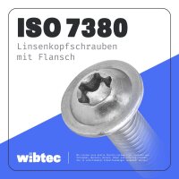 Linsenkopfschrauben M5x16 Edelstahl A2 mit Flansch und Innensechsrund (TX), Vollgewinde ISO 7380