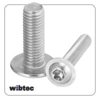 Linsenkopfschrauben M6x14 Flansch und Innensechsrund (TX) Edelstahl A2 ISO 7380-1 - Flanschschraube (Vollgewinde)