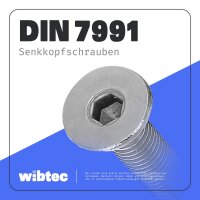 Senkkopfschrauben M3x6 Edelstahl A2 mit Innensechskant, Vollgewinde DIN 7991