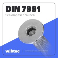 Senkkopfschrauben M5x25 Edelstahl A2 mit Innensechskant, Vollgewinde DIN 7991