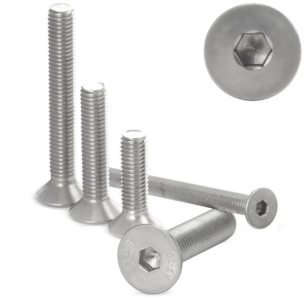 Senkkopfschrauben M6x85 Edelstahl A2 mit Innensechskant, Vollgewinde DIN 7991