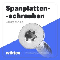 Spanplattenschrauben mit Bohrspitze 5x30 mm Edelstahl A2 Senkkopf und Innensechsrund (TX), Teilgewinde