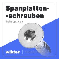 Spanplattenschrauben mit Bohrspitze 5x60 mm Edelstahl A2 Senkkopf und Innensechsrund (TX), Teilgewinde