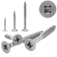 Pozi Spanplattenschrauben 4,5x60 mm Edelstahl A2 Senkkopf Kreuzschlitz (PZ), Vollgewinde