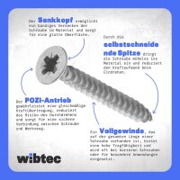 Spanplattenschrauben 6,0x40mm Kreuzschlitz PZ Edelstahl A2 - Holzschraube (Vollgewinde)