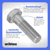Sechskantschrauben mit Schaft M5x60 Edelstahl A2 Teilgewinde DIN 931