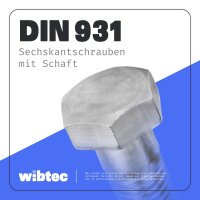Sechskantschrauben M8x220 Sechskant Edelstahl A2 DIN 931 - Schaftschraube (Teilgewinde)