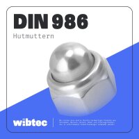 Hutmuttern selbstsichernd mit nichtmetallischem Klemmteil DIN 986 Edelstahl A2