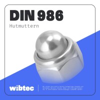 Hutmuttern M4 selbstsichernd mit nichtmetallischem Klemmteil DIN 986 Edelstahl A2