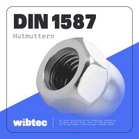 Hutmuttern M3 hohe Form Edelstahl A2 DIN 1587 - Kappenmutter