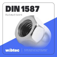 Hutmuttern M14 hohe Form (SW22) DIN 1587 Edelstahl A2