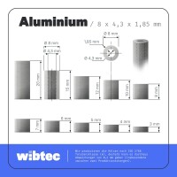 Distanzhülse 8x4,3x15 Aluminium