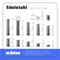 Distanzhülse 10x8x20mm geschweißt Edelstahl A2 - Abstandshülse