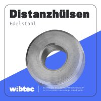 Distanzhülse 15x6,5x10mm aus Vollmaterial Edelstahl A2 - Abstandshülse