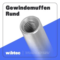 Gewindemuffen M6x20 (D=10) rund, Edelstahl A2