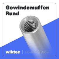 Gewindemuffen Rund M10x20 Edelstahl A2 - Verbindungsmuffe