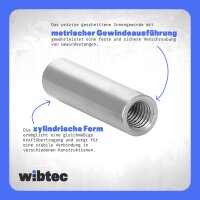 Gewindemuffen Rund M16x40 Edelstahl A2 - Verbindungsmuffe