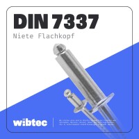 Blindniet 5,0 X 16 mm mit Flachkopf DIN 7337 Edelstahl A2