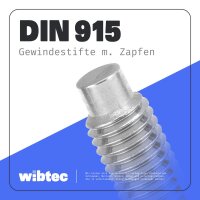 Gewindestifte M3x12 Innensechskant (ISK) und Zapfen Edelstahl A2 DIN 915 - Madenschraube