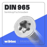 Senkkopfschrauben M6x16 Innensechsrund (TX) Edelstahl A2 DIN 965 - Senkschraube