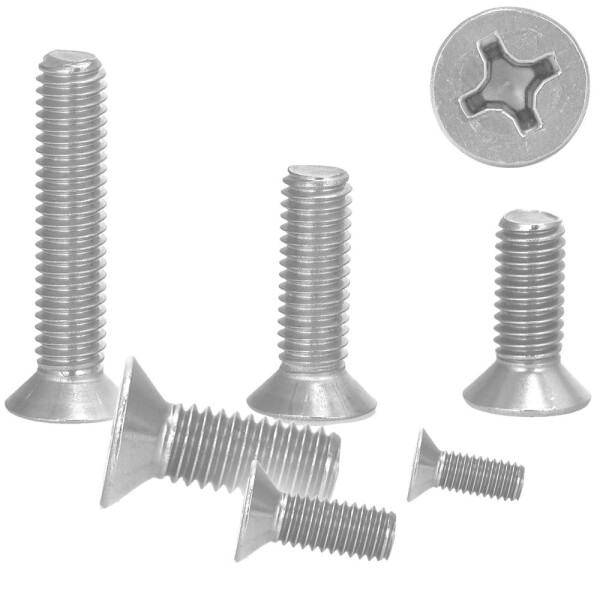 Senkkopfschrauben M2,5 X 8 mit Kreuzschlitz "H" DIN 965 Edelstahl A2