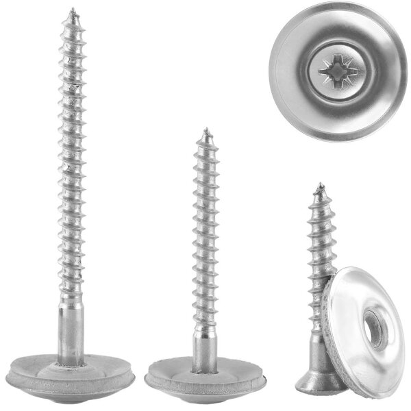 Spenglerschrauben 4,5x40mm Kreuzschlitz PZ mit U-Scheibe (20mm) Edelstahl A2 ähnl. DIN 7995 - Blechschraube