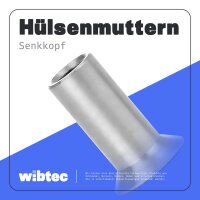 Hülsenmuttern M12x20 Senkkopf Innensechskant (ISK) Edelstahl A1 - Verbindungsmutter
