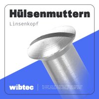 Hülsenmuttern M6x16 Linsenkopf und Schlitz Edelstahl A1 - Verbindungsmutter