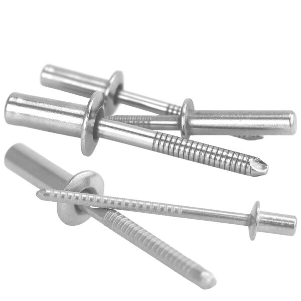 Dichtblindnieten Flachkopf 6,4x12mm gerillter Nietdorn A2/SSt ISO 16585 - Dichtniet