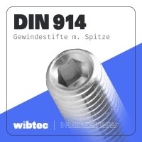 Gewindestifte M3x10 Innensechskant (ISK) und Spitze Edelstahl A2 DIN 914 - Madenschraube