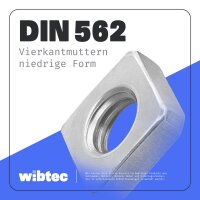 Vierkantmuttern M8 niedrige Form Edelstahl A2 DIN 562 - Quadratmutter