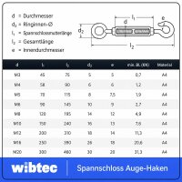 Spannschloss Auge/Haken Edelstahl A4 ähnl. DIN 1480 - Wantenspanner